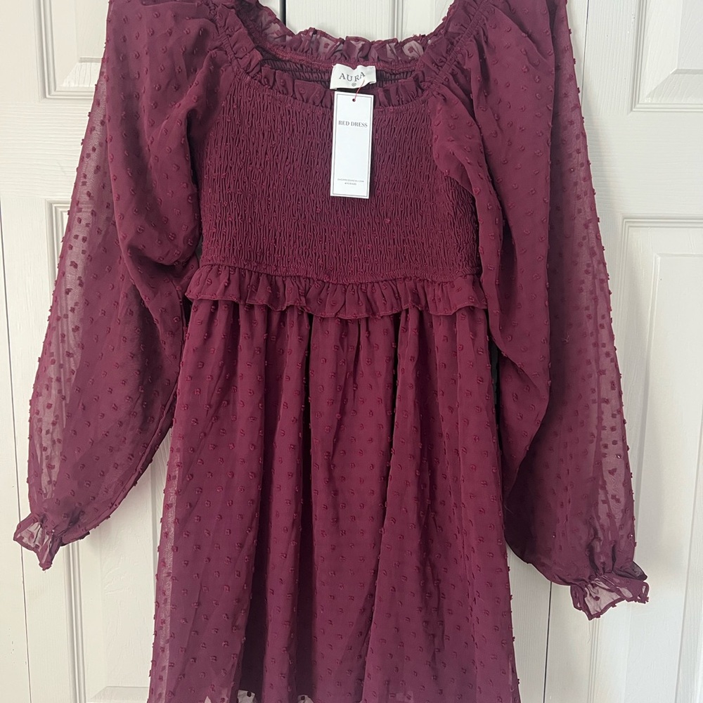 Ava & Viv Burgundy Smocked Dress